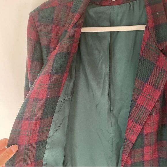 Vintage Dumas made in USA Oversized Plaid Blazer Wool size Large #AG - Picture 7 of 9